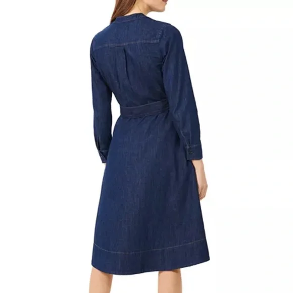 Hobbs London Taylor Belted Denim Shirt Dress 8 - Picture 3 of 11